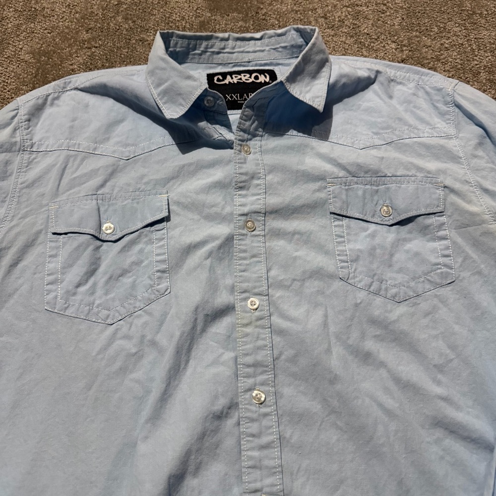 CARBON mens western wear style shirt light blue XXL great condition big and tall